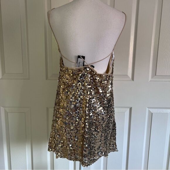 Lulu’s Force of Fashion Gold Backless Sequin Mini Dress Medium Gold NWT MSRP $89 - Picture 7 of 8